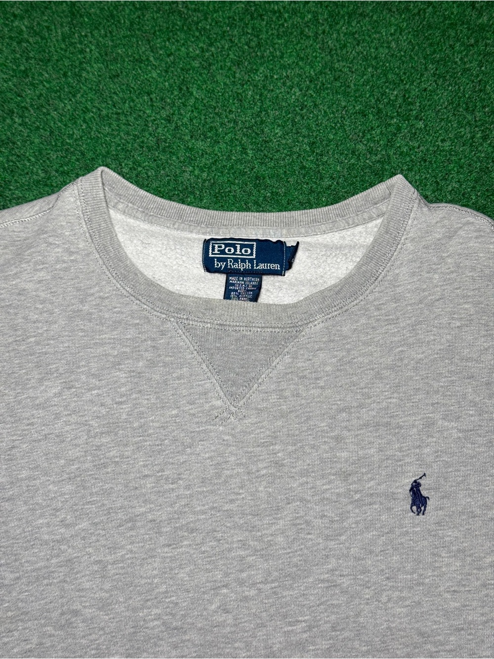 Polo Ralph Lauren Vintage Crewneck Gray XL 25x28 90s Sweatshirt Ribbed - Picture 2 of 6